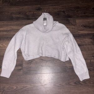 Babaton Light Gray Cowl Neck Sweater